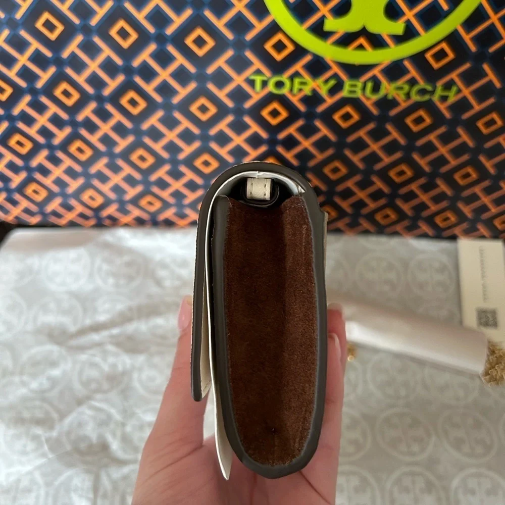 Tory Burch Emerson Colorblock Wallet on a Chain Crossbody Bag Brie Almond Flour